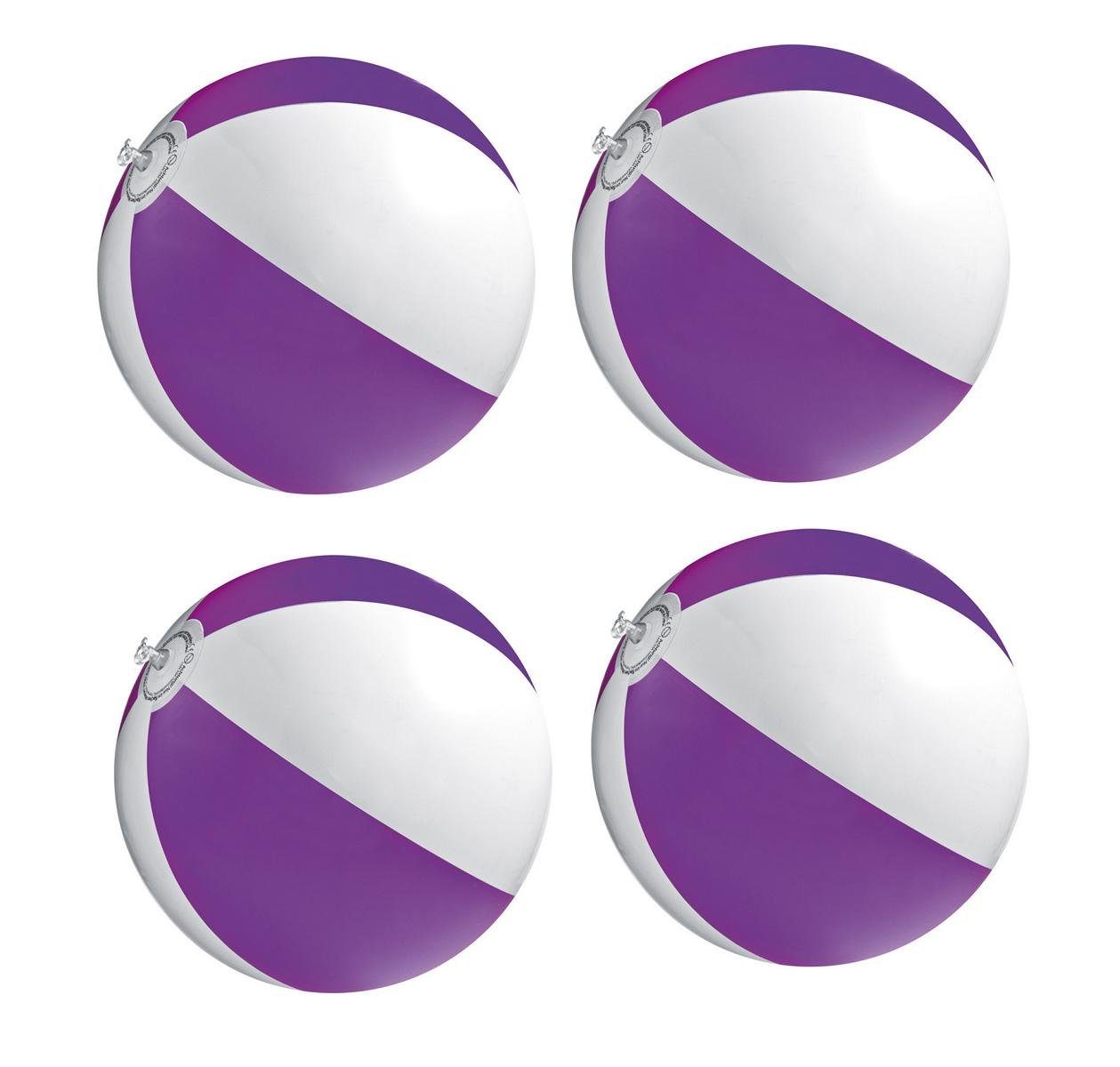 Wasserball 4x Strandball / Wasserball / Farbe: lila-weiß