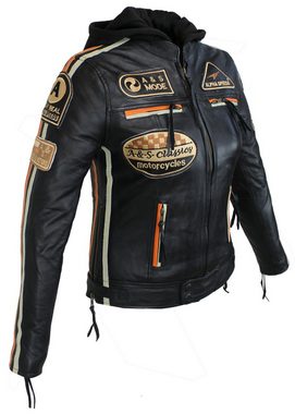 Alpha Speeds Motorradjacke Damen Lederjacke Freizeit Biker Highway Jacke (mit einem trennbaren Kapuze) aus einem weichem Lammleder, inklusive Protektoren