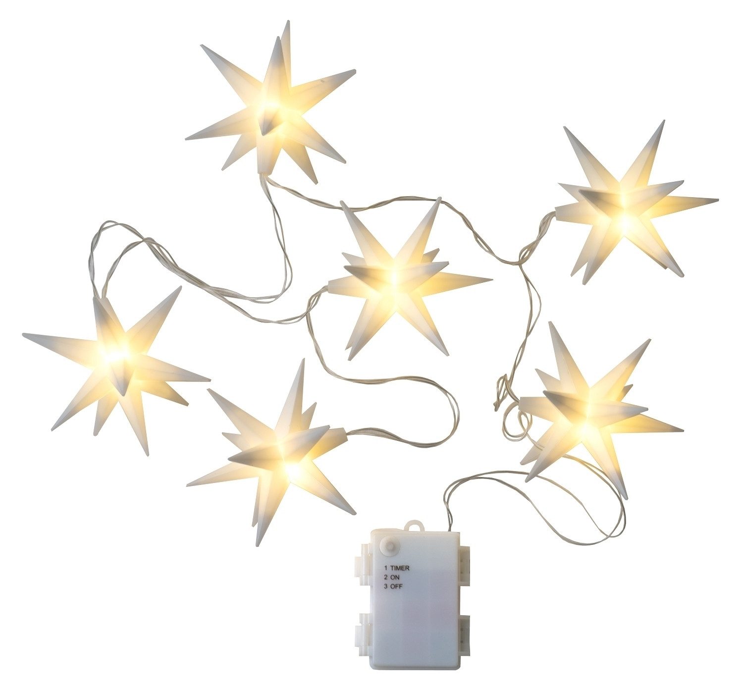 HIT Trading LED-Lichterkette VALO, 2 m, Weiß, Kunststoff, Batteriebetrieben, 6-flammig