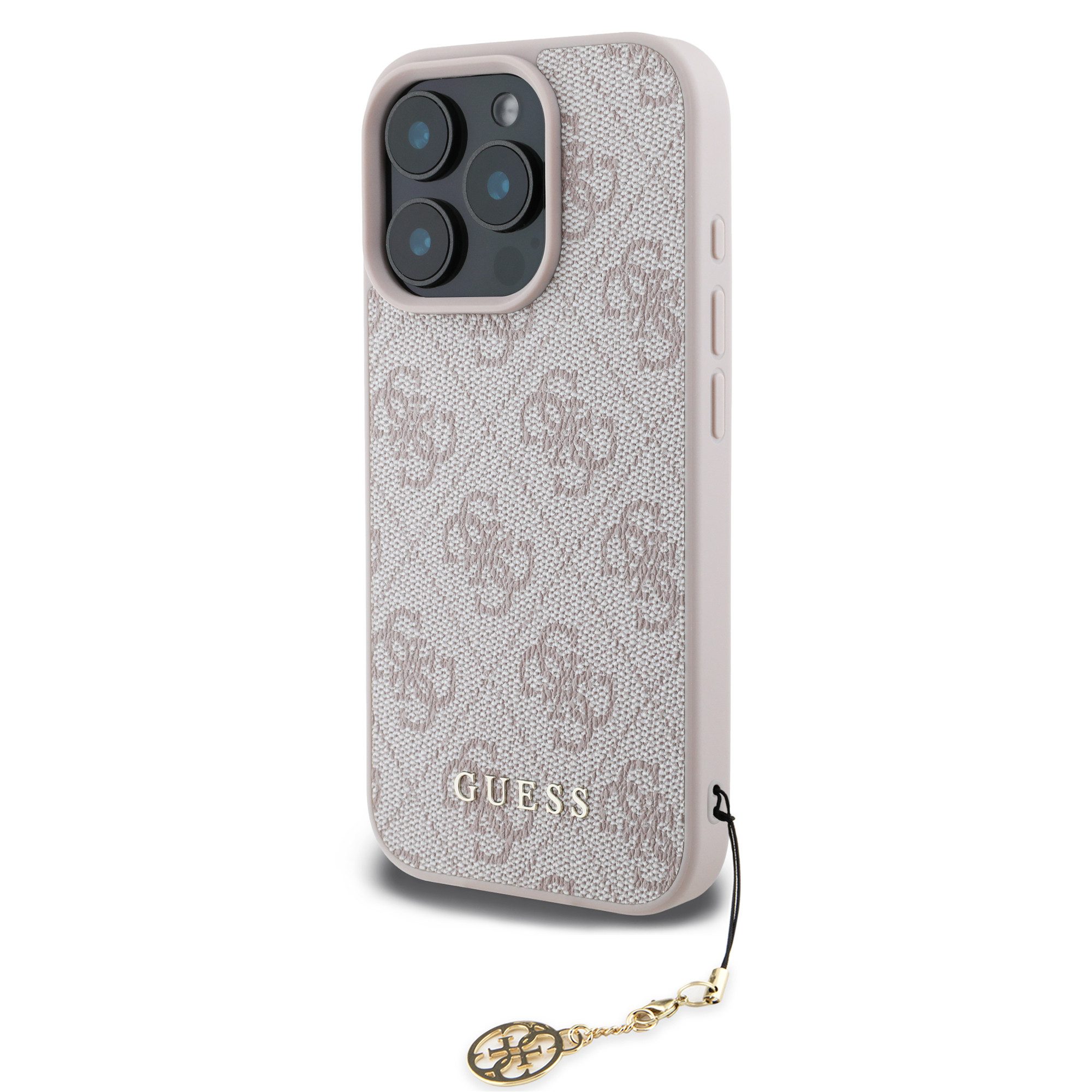 Handyhülle GUESS Case iPhone 16 Pro Charm Hülle pink m.Anhänger