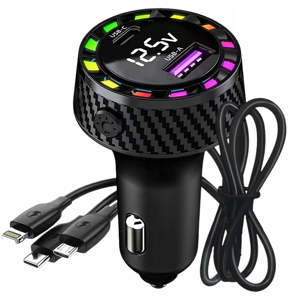 VERK GROUP Auto Ladegerät USB-C USB-A KFZ Ladeadapter 45W Zigarettenanzünder Autobatterie-Ladegerät (1-tlg., 45 W Gesamtleistung, LCD-Spannungsanzeige)