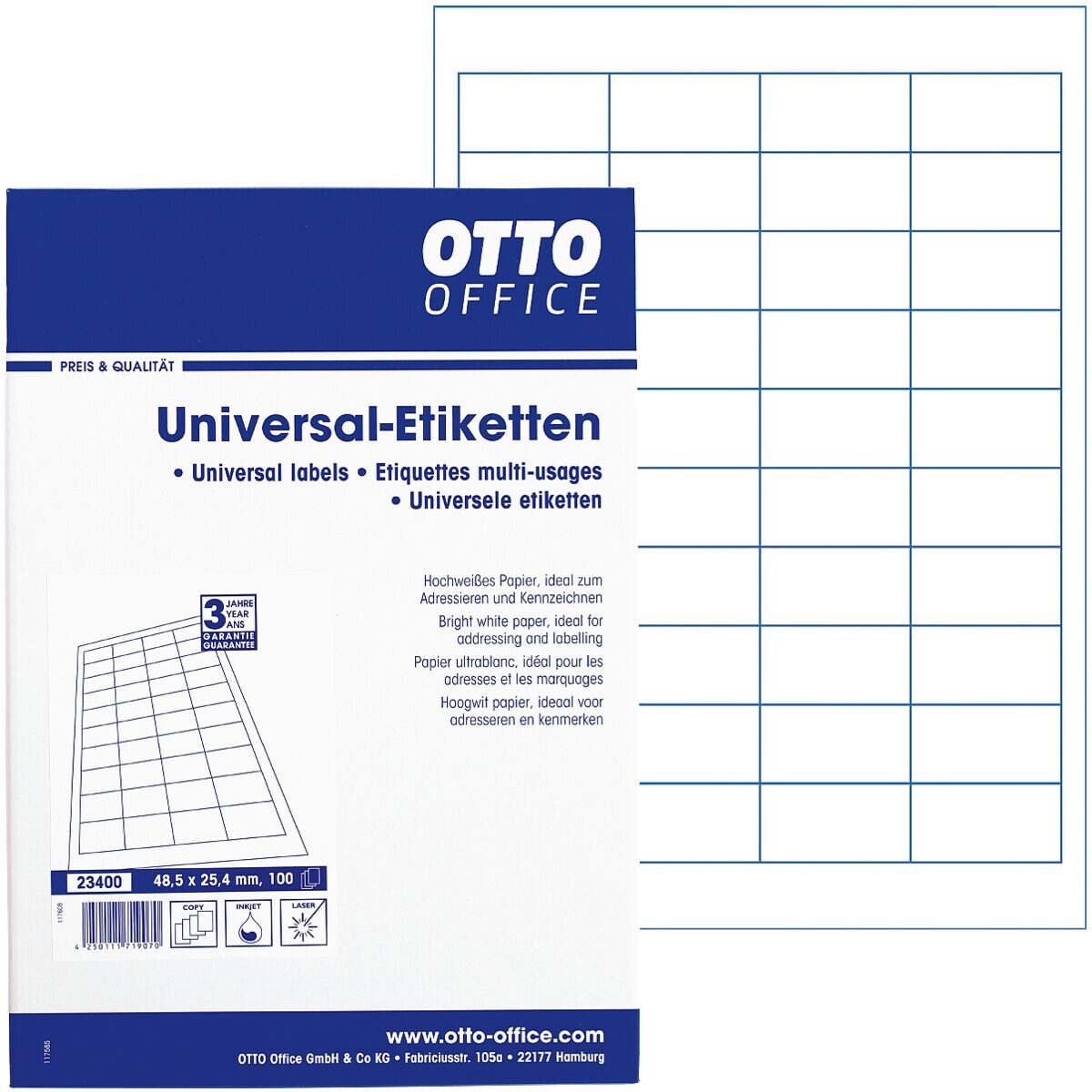 Otto Office Etiketten Standard, 4000 Stück, Absender (48,5x25,4 mm), selbstklebend