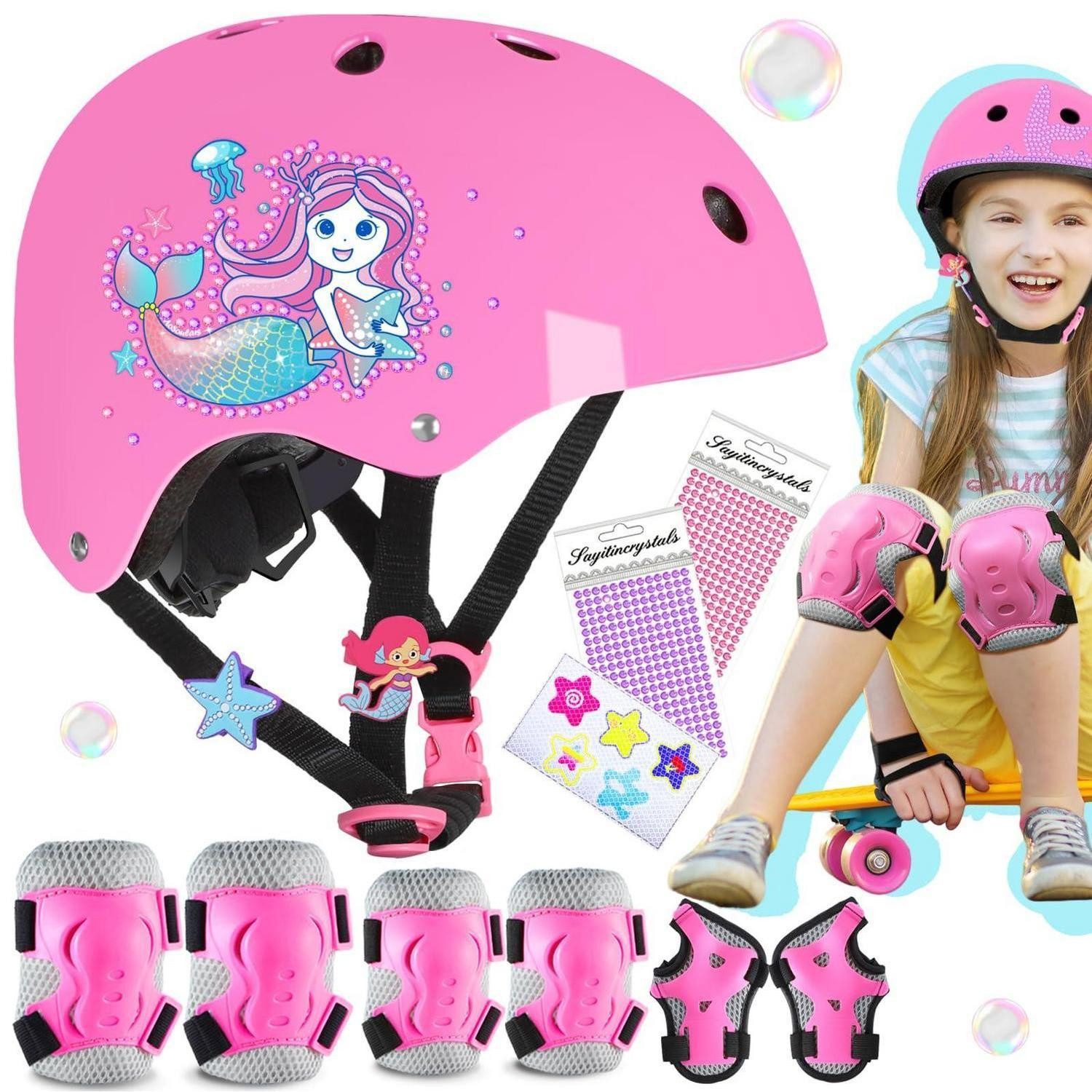 LuxusKollektion Kinderhelm Kinder Helm Set Meerjungfrau Gr. M Rosa