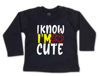 G-graphics Longsleeve I know I´m cute Baby Sweater, Baby Longsleeve T, mit Spruch / Sprüche, mit Print / Aufdruck, Geschenk zu jedem Anlass