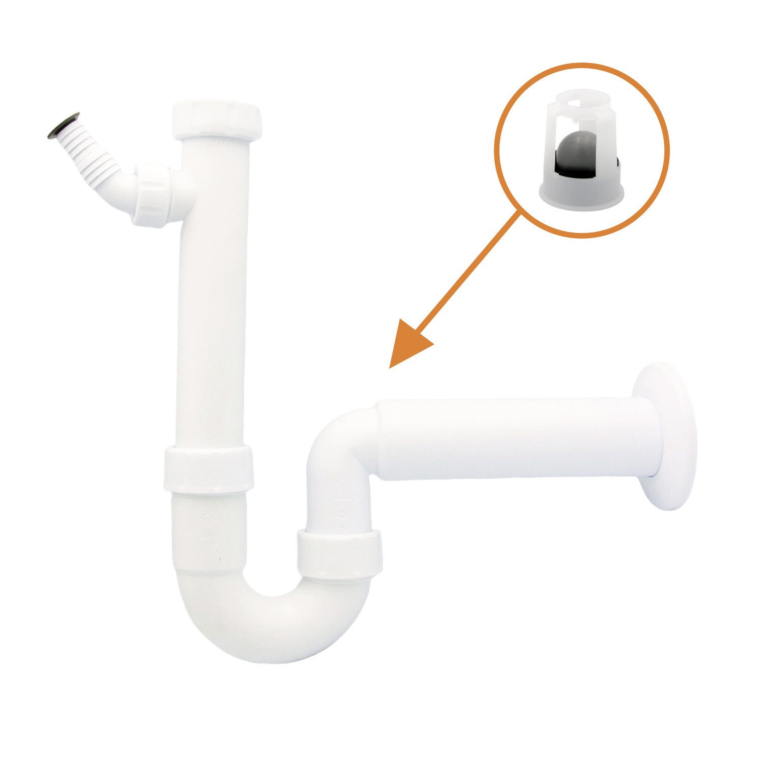 Haas Otto Siphon PP-Kugelverschluss-Siphon 1¼" und 1½" mit Geräteanschluss DN50