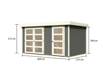 Karibu Gartenhaus Gartenhaus Maluna 2 terragrau inkl. Fußboden und Dacheindeckung, BxT: 404x272 cm, (1 Stück), Praktische 2-Raum Lösung für eine vielfältige Nutzung