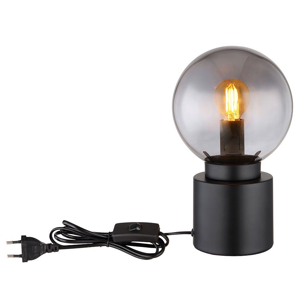 GLOBO LIGHTING LED Tischleuchte, Leuchtmittel nicht inklusive, Tischleuchte Schlafzimmerleuchte Beistelllampe Metall Rauchfarben H