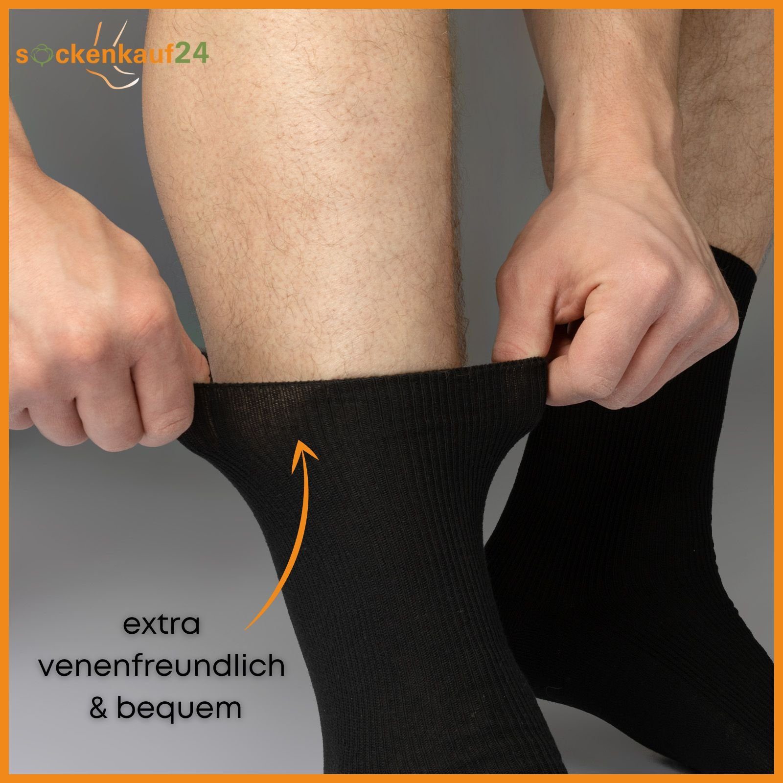 sockenkauf24 Diabetikersocken 12 Paar Damen & Herren Socken ohne Bund (Schwarz, 39-42) 100% Baumwolle ohne Naht 11000