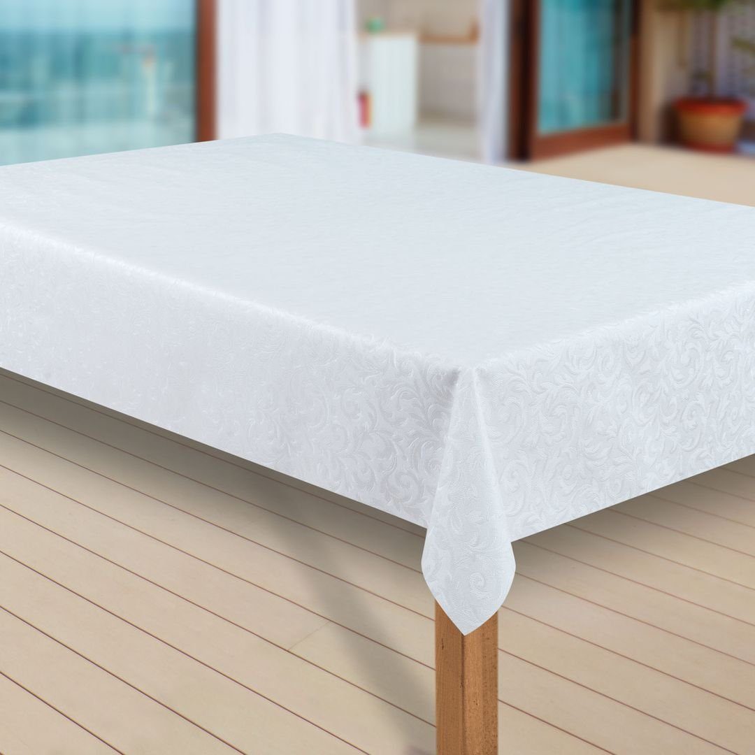 laro Tischdecke Wachstuch-Tischdecken Abwaschbar Flora Weiss günstig online kaufen