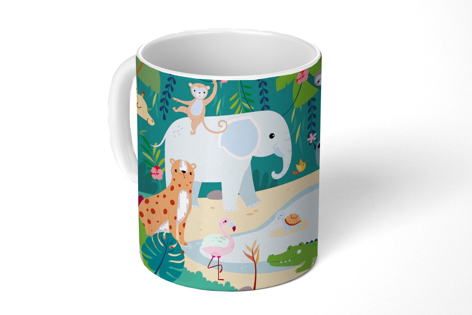 MuchoWow Tasse Dschungel - Kinder - Tiere, Keramik, Kaffeetassen, Teetasse, Becher, Teetasse, Geschenk