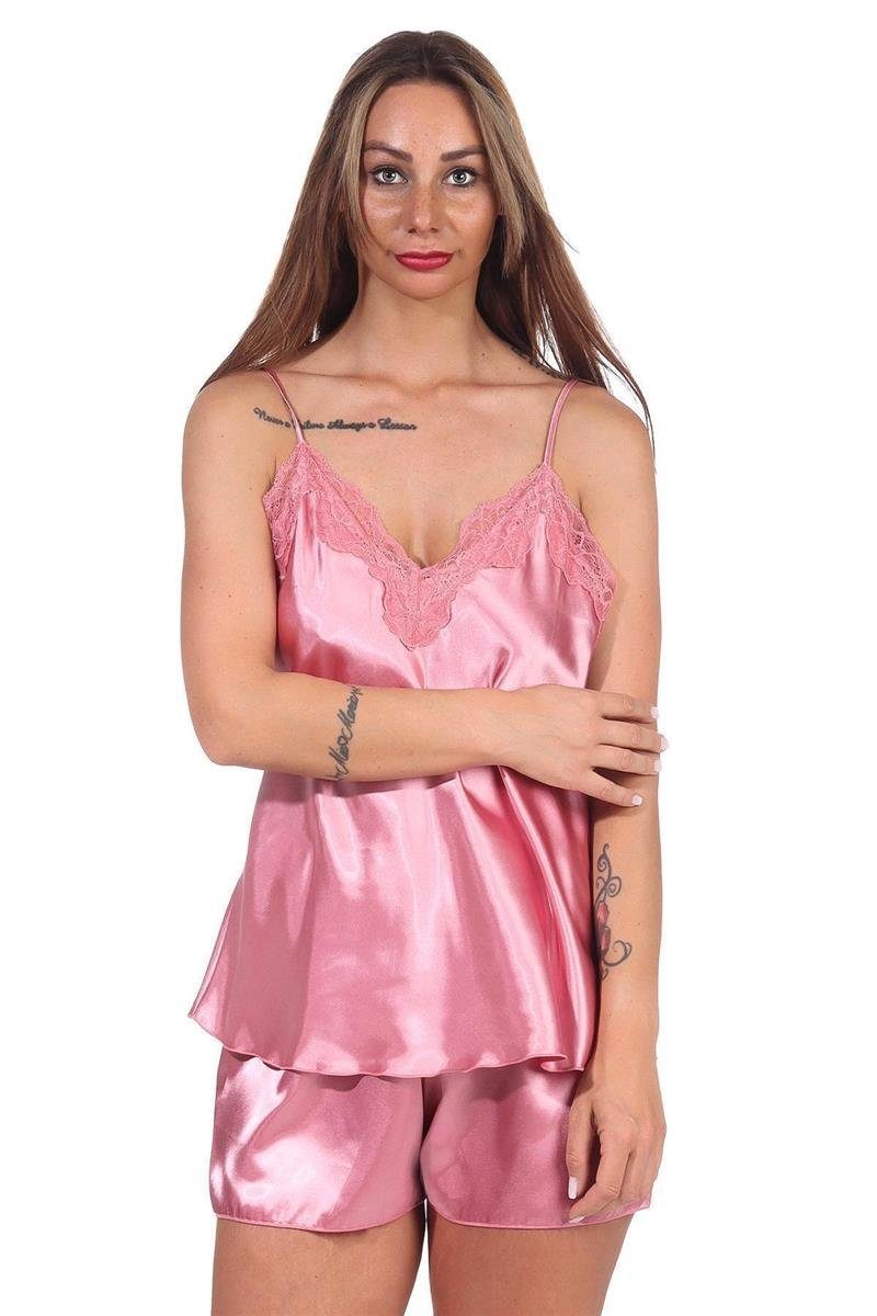 EloModa Capri-Pyjama Damen Satin Nachtwäsche Pyjama günstig online kaufen