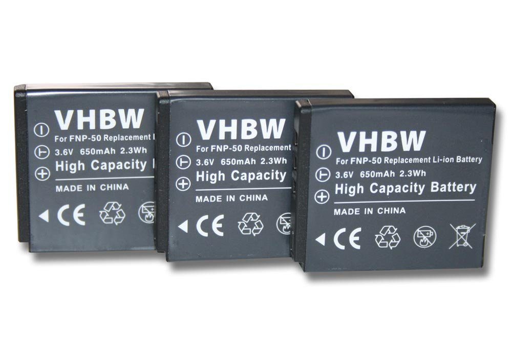 vhbw Kamera-Akku passend für Fujifilm FinePix F660EXR, F60fd, F70, F70EXR, F72, F72EXR, F80, F80 EXR, Real 3D W3, X10 Foto Kompakt (650mAh, 3,6V, Li-Ion) 650 mAh