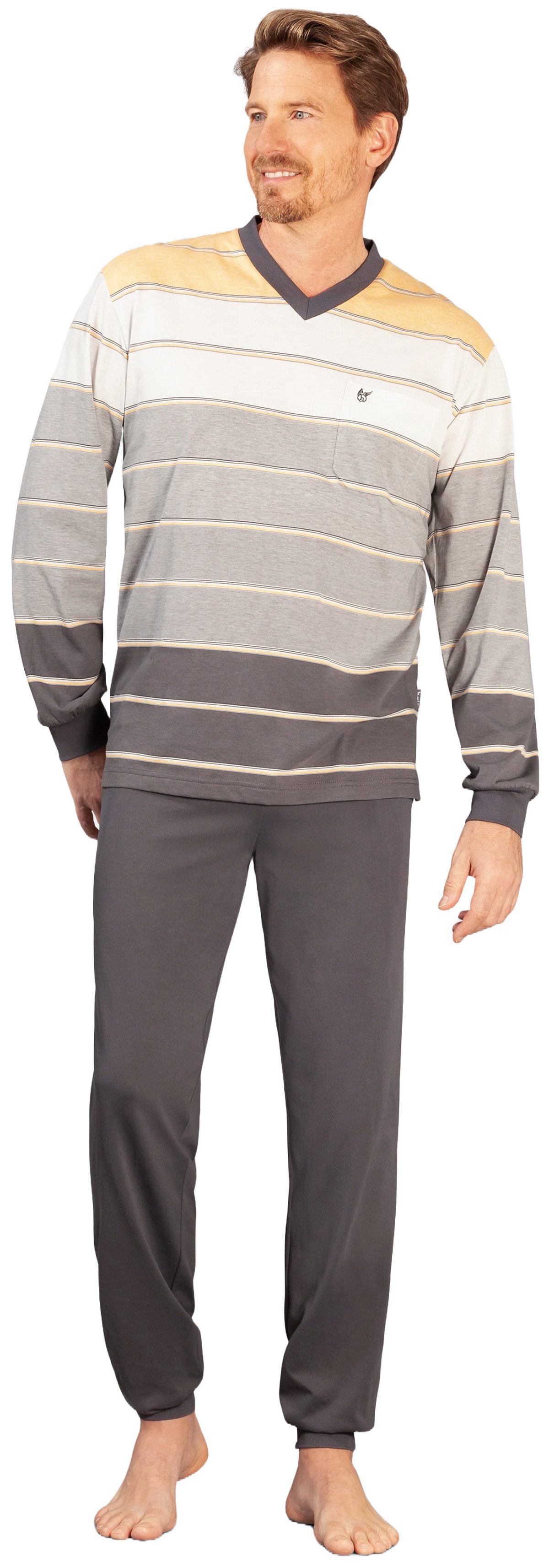 Hajo Schlafanzug Modischer Herren Pyjama Klima Komfort (2 tlg) Bügelfrei Atmungsaktiv