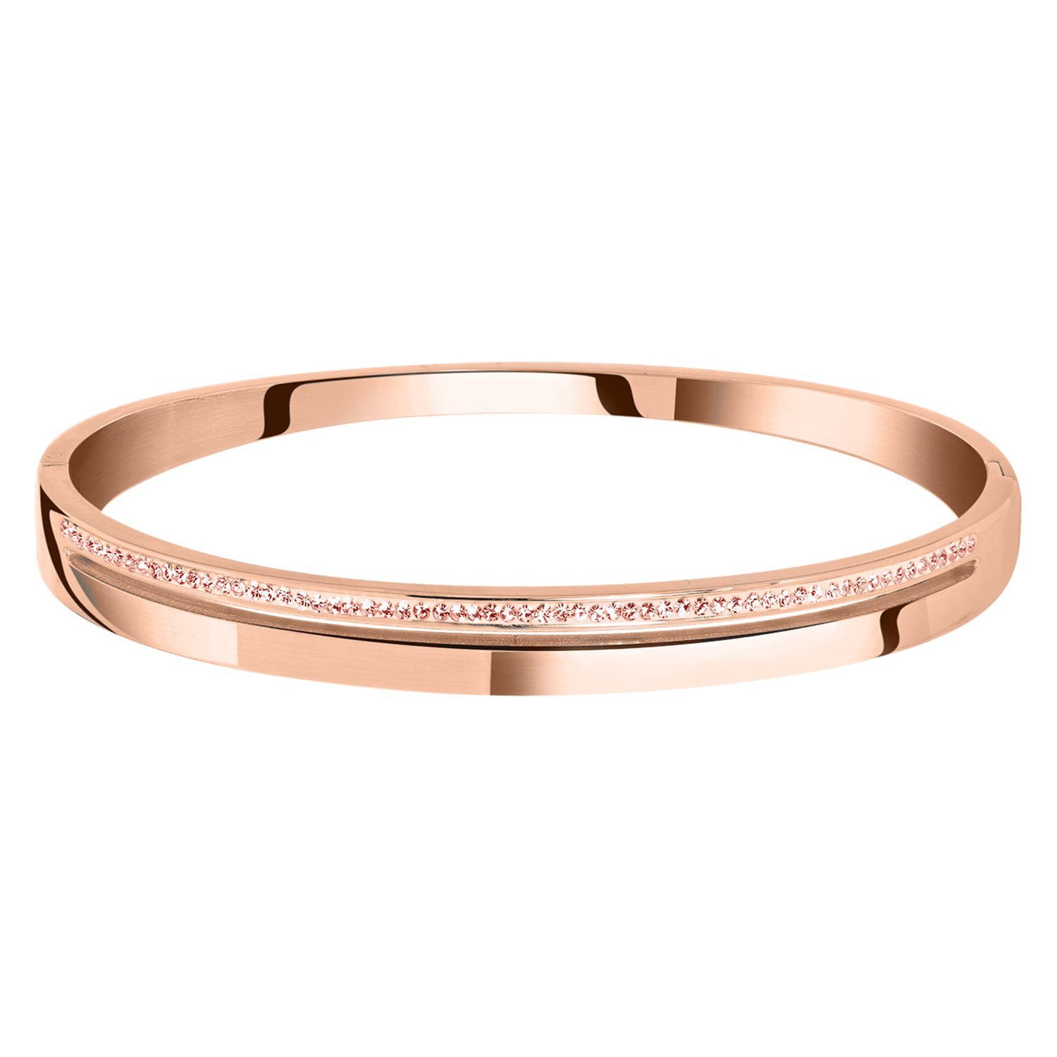 LUCARDI Armreif Armband - Stahl - Rose - Kristall - Damen