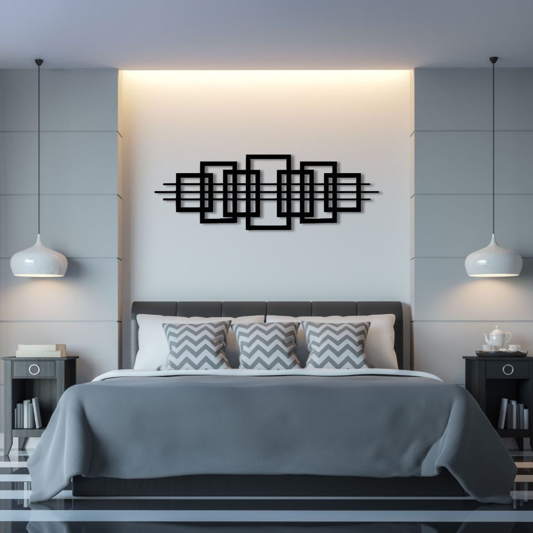 Jumpeak Wanddekoobjekt Geometrische Linien Metall Kunst Wanddekorationen, minimalistisch, Hergestellt aus Metall,Vier Farben zur Auswahl,90X30cm