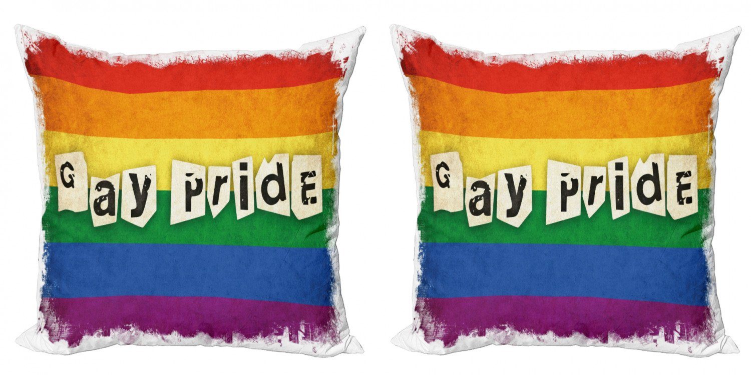 Kissenbezüge Modern Accent Doppelseitiger Digitaldruck, Abakuhaus (2 Stück), Stolz LGBT-Parade Retro Style