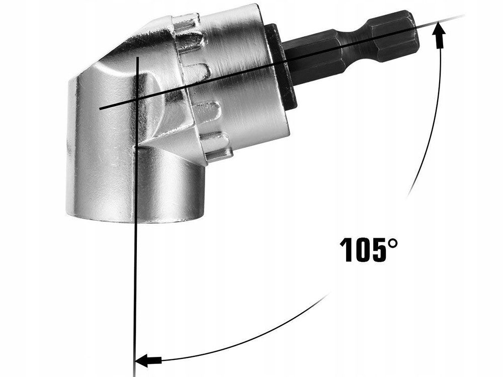 VERK GROUP Winkelschraubvorsatz Bit Winkelschrauber Vorsatz 105° Winkelaufsatz 1/4" HEX, (1-tlg), 105° Winkel, 1/4" HEX