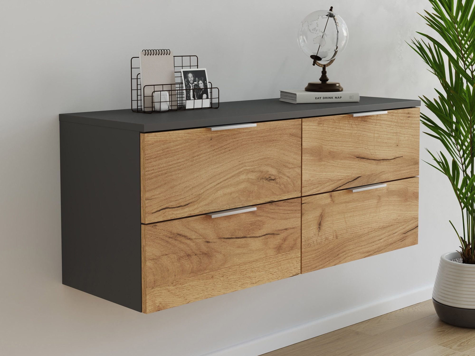 Magnolia Home Schubkastenkommode Design Hängekonsole Sideboard Urban Slimline 4 Softeinzüge Oak