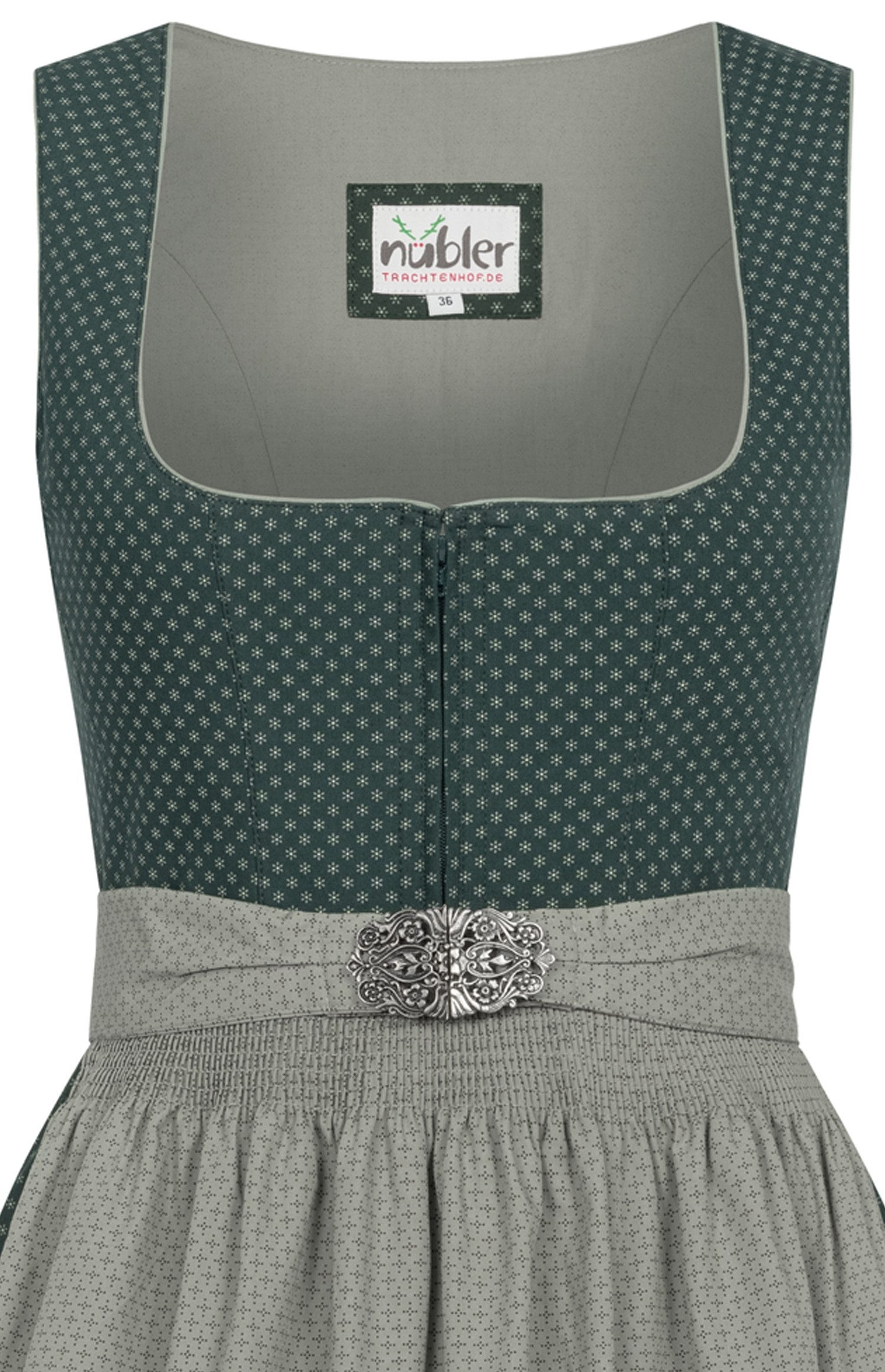 Nübler Trachtenkleid Midi Dirndl Petra in Grün von Nübler - Rocklänge 60 cm