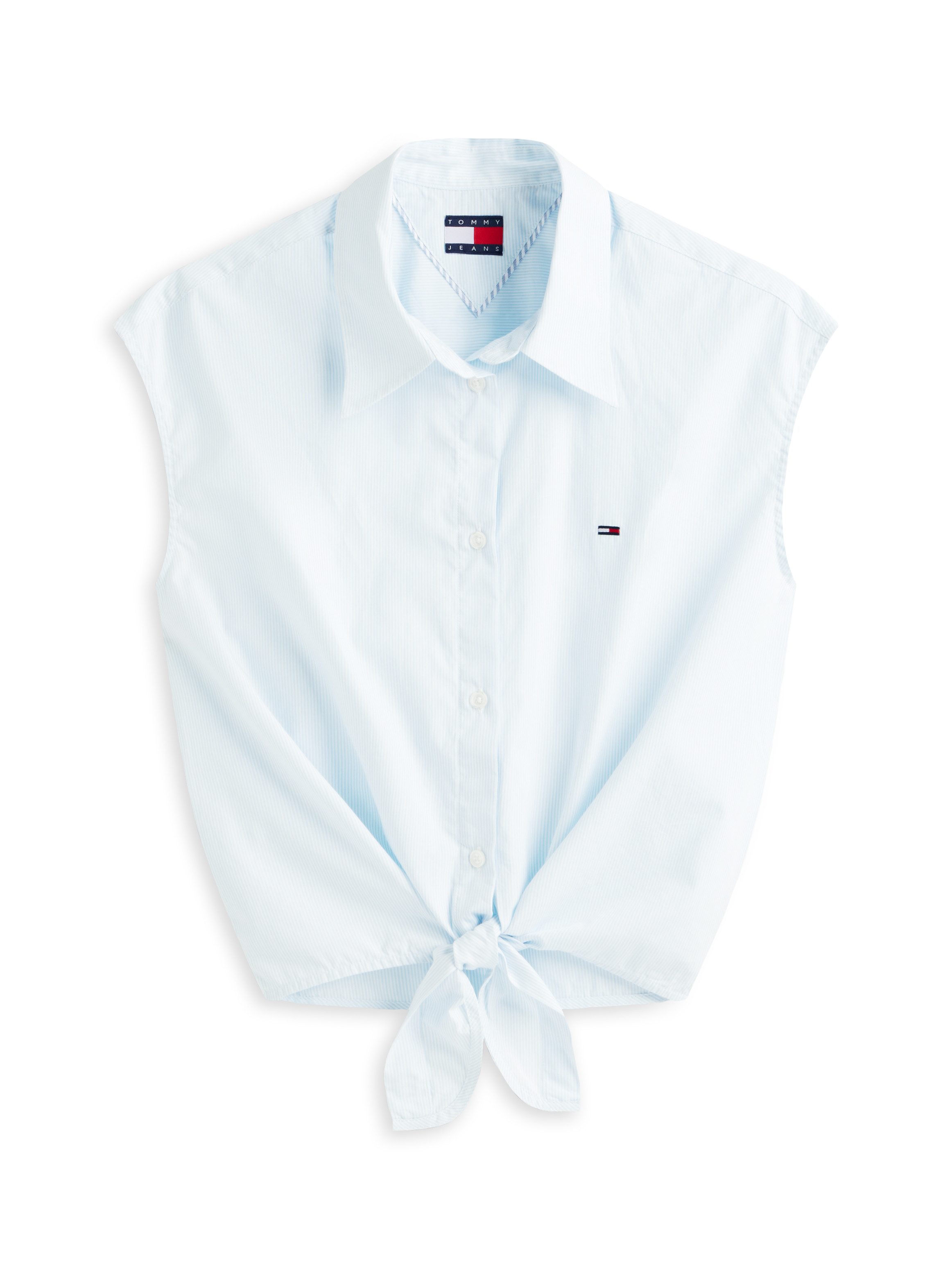 Tommy Jeans Blusentop TJW TIE FRONT POPLIN SHIRT mit Knoten Detail am Saum, reine Baumwolle