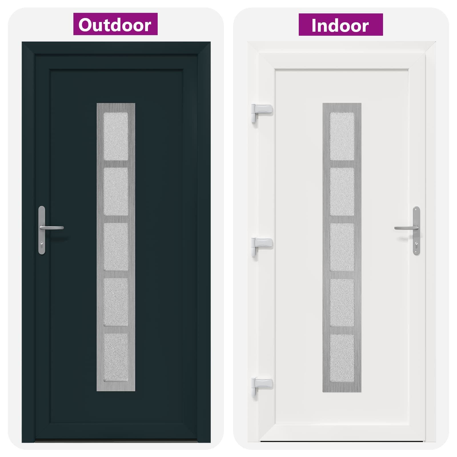 vidaXL Haustür 108 x 208 cm Haustür Vordertür Anthrazit innen weiß 108x208 cm PVC Kun
