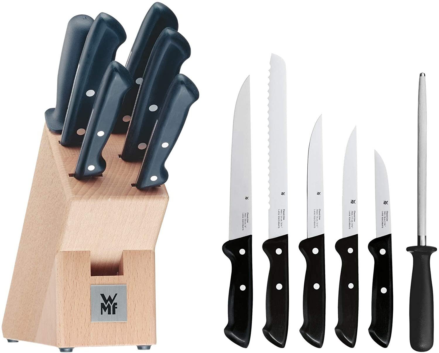 WMF Messerblock Classic Line (7tlg), Messerklingen aus Spezialklingenstahl