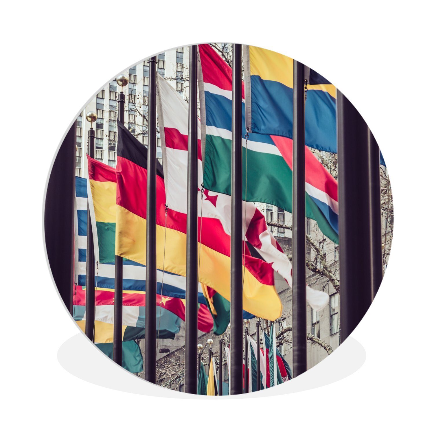 MuchoWow Gemälde Nationale Flaggen der verschiedenen Länder, (1 St), Kreis Wanddekoration Forex, Rundes Wandbild, Wohnzimmer, 30x30 cm