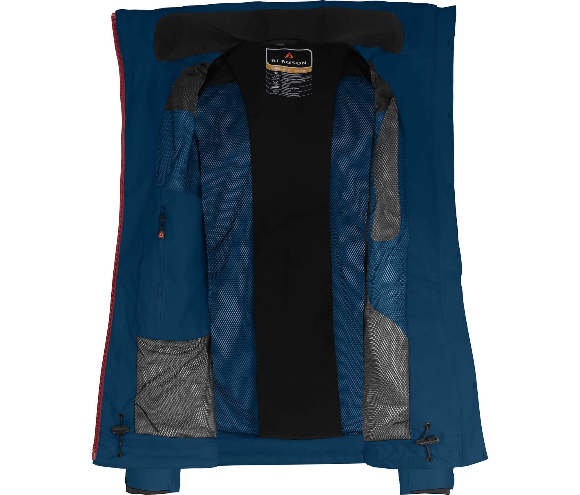 Outdoorjacke Damen Regenjacke, Bergson blau dunkel KURRIKA mm Normalgrößen, Wassersäule, Netzfutter, 20000