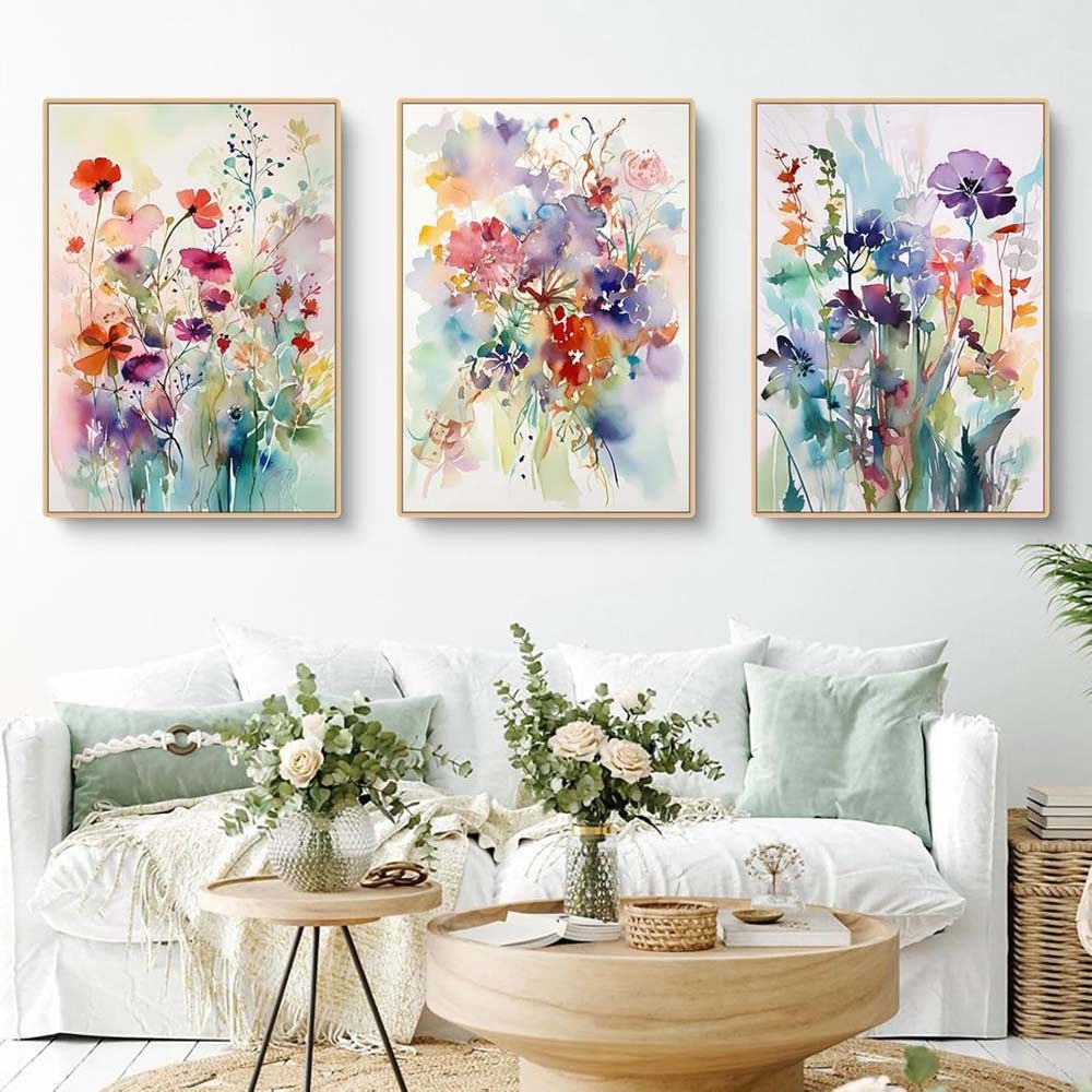 trends for living Wandbild Wanddekoration Blumen 3er Set, Leinwandbilder ohne Rahmen 40x50 cm, (3 St)