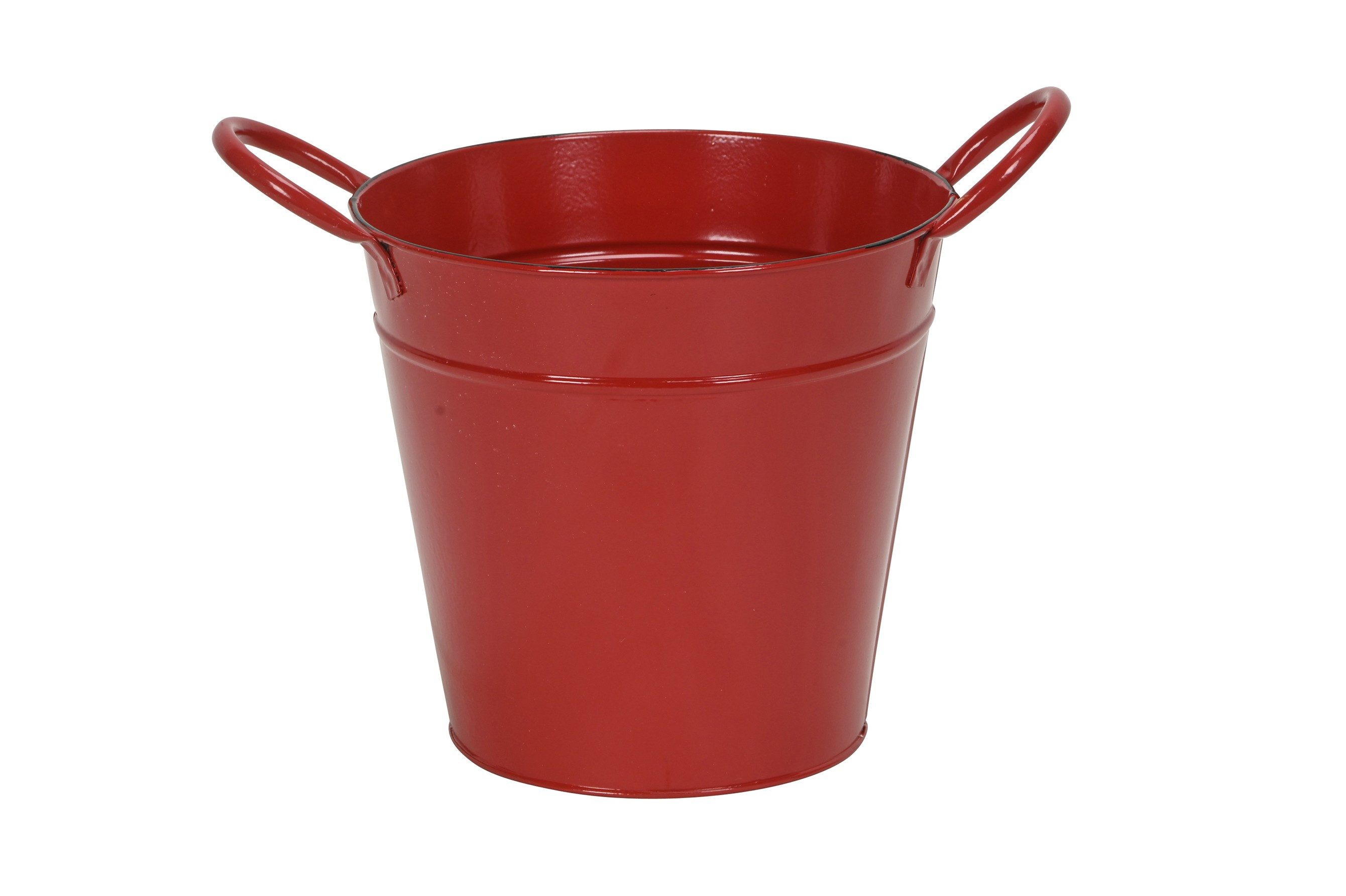 finehomegarden Blumentopf Metall Topf Übertopf Blumentopf Eimer mit Henkel rot Ø13+19cm (1 St), H12+18cm Pflanzgefäß 2Größen wählbar