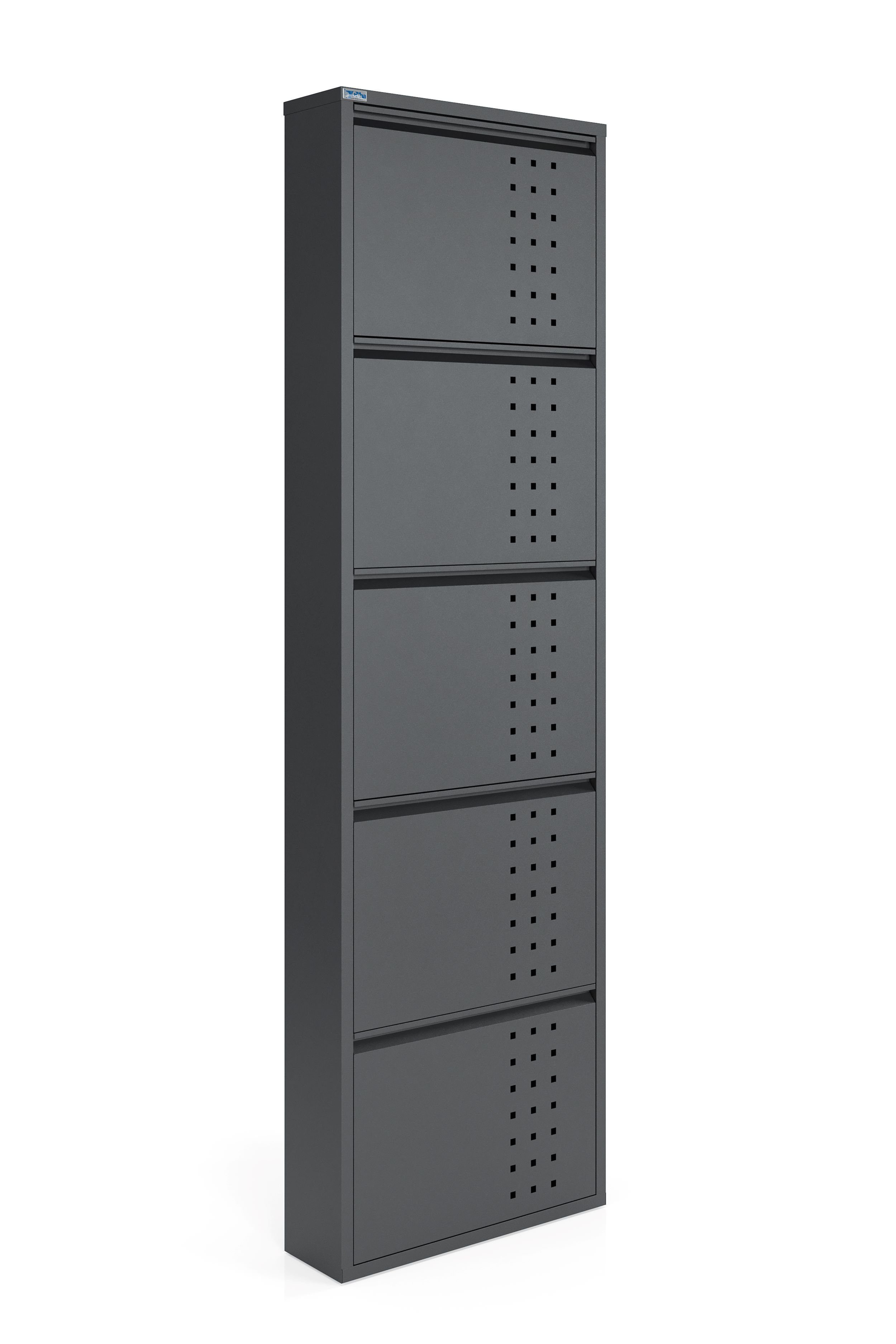 Kaufexpress GmbH Schuhschrank Metall-Schuhregal mit 5 Klappen – schmal, platzsparend & montiert Modern, robust & platzsparend – ideal für Flur, Diele oder Garderobe