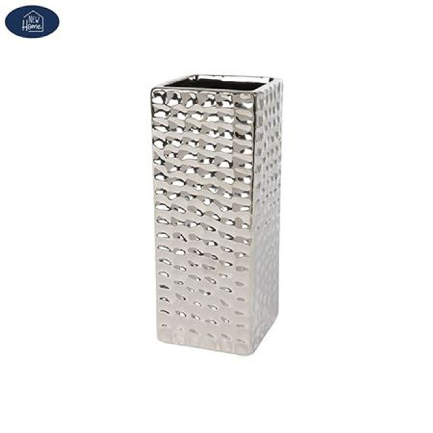 New Home Tischvase Deko Vase silber eckig Blumenvase Keramikvase Dekovase T günstig online kaufen
