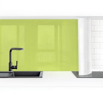 Bilderdepot24 Küchenrückwand grün dekor einfarbig Wandpaneel Küche Frühlingsgrün, (1-tlg., Nischenrückwand - für Fliesenspiegel ohne Bohren - matt), Spritzschutz Rückwand Küche Herd - Folie selbstklebend versch. Größen