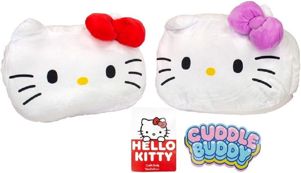SANRIO Kuscheltier Hello Kitty Handwärmer Cuddle Buddy 22x30cm Artikel nicht wählbar (Set, 1-St., Geschenk-Set), Kuschelig weicher Handwärmer mit Schleife in Rot oder Lila Geschenke