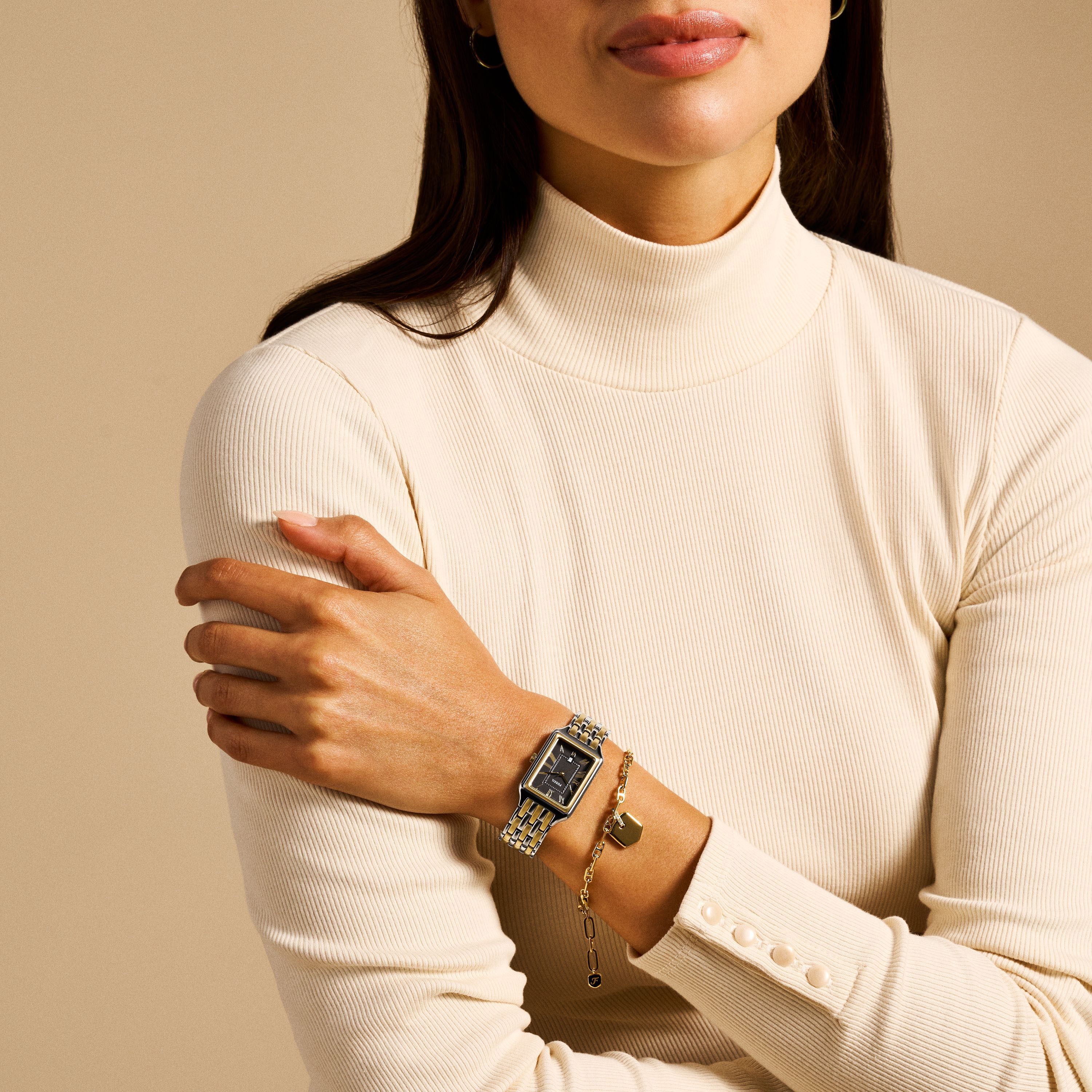 Fossil Quarzuhr RAQUEL ES5376SET, (Set, 2-tlg., mit Armband), Armbanduhr, Damenuhr, Edelstahlarmband, Ideal auch als Geschenk