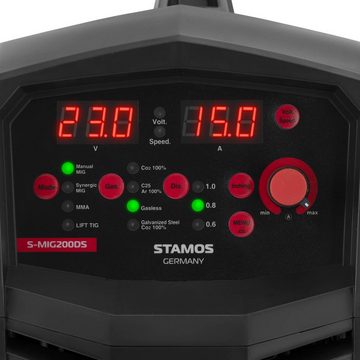 Stamos Welding Group Elektroschweißgerät MIG/MAG Schweißgerät - MIG 200;WIG 200;mmA 170A - Duty Cycle 100% 1 V