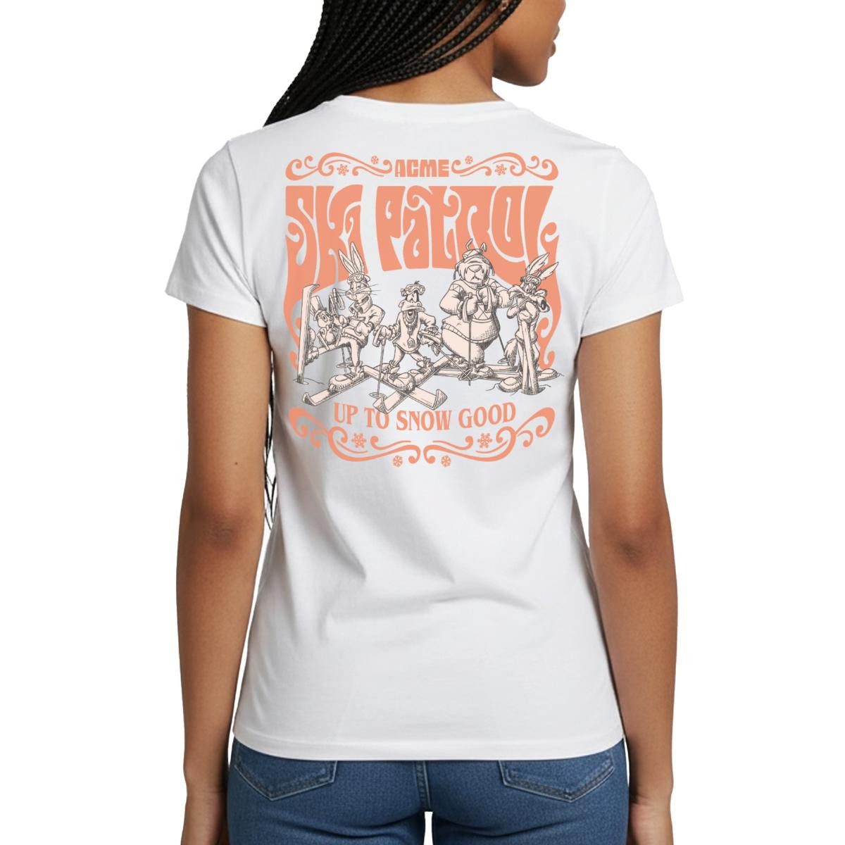 Spreadshirt T-Shirt Looney Tunes AGME Ski Patrol Mit Spruch Frauen T-Shirt (1-tlg) Slim Fit, fällt klein aus