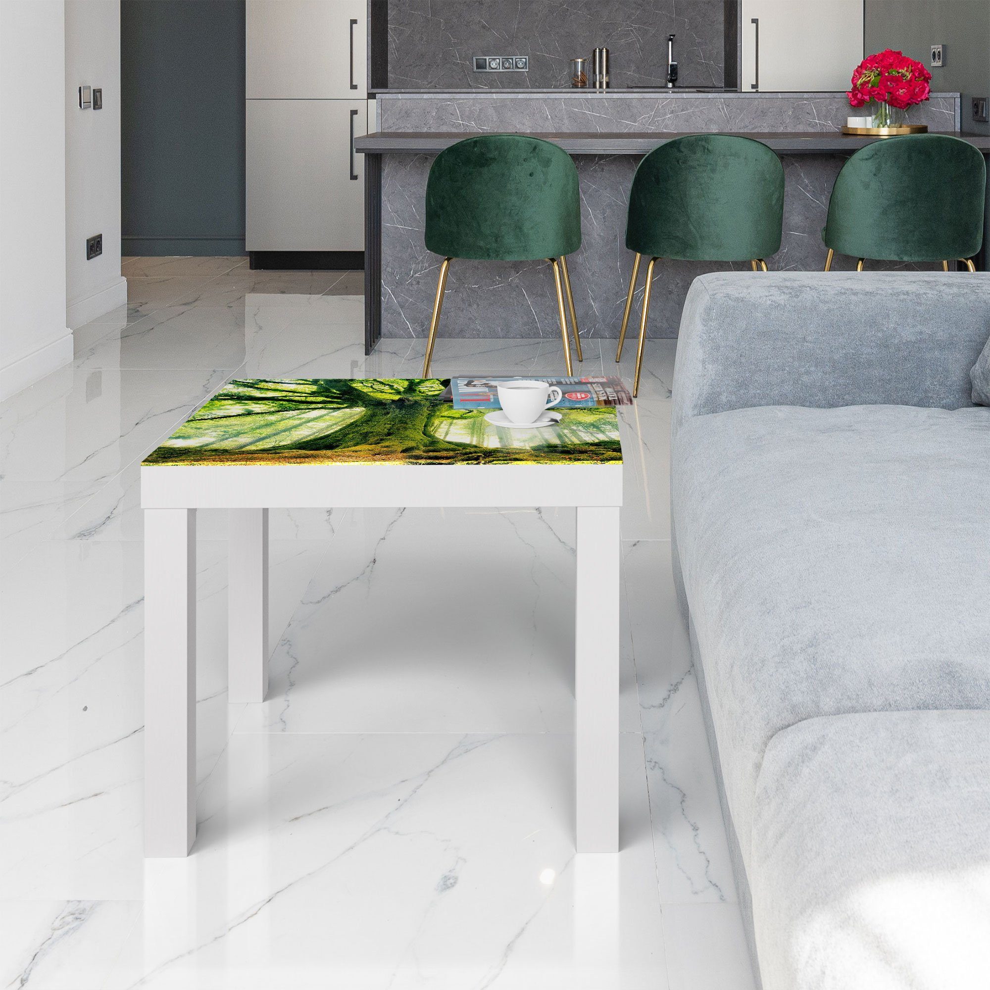 DEQORI Weiß Beistelltisch Baum', modern Couchtisch Glas 'Eindrucksvoller Glastisch