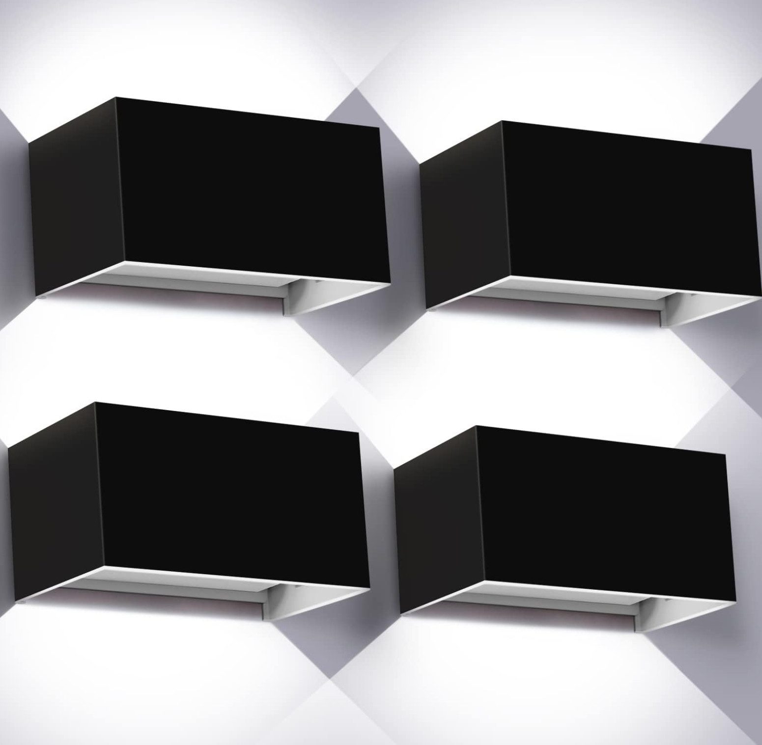 TSE Mikrofon Kingwei EU1280D 4er LED Wandleuchte 20W Schwarz 6000K Up Down