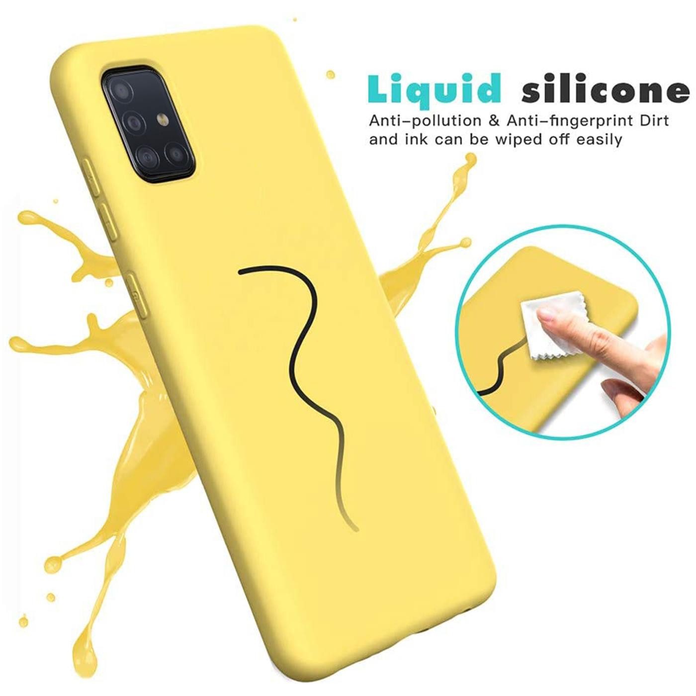 CoolGadget Handyhülle Silikon Case für das Samsung Galaxy A51 Slim TPU Cover 6,5 Zoll, Weiche Schutz Hülle mit Innen Fleece aus Stoff Handy Tasche