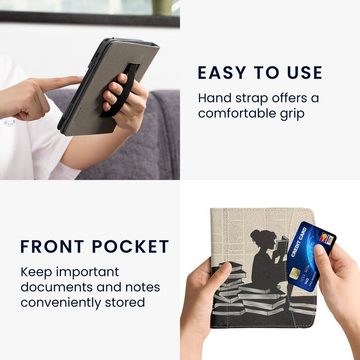 kwmobile E-Reader-Hülle Schutzhülle für Pocketbook Era / Era Color, Vorderfach Handschlaufe - Lesende Frau Design