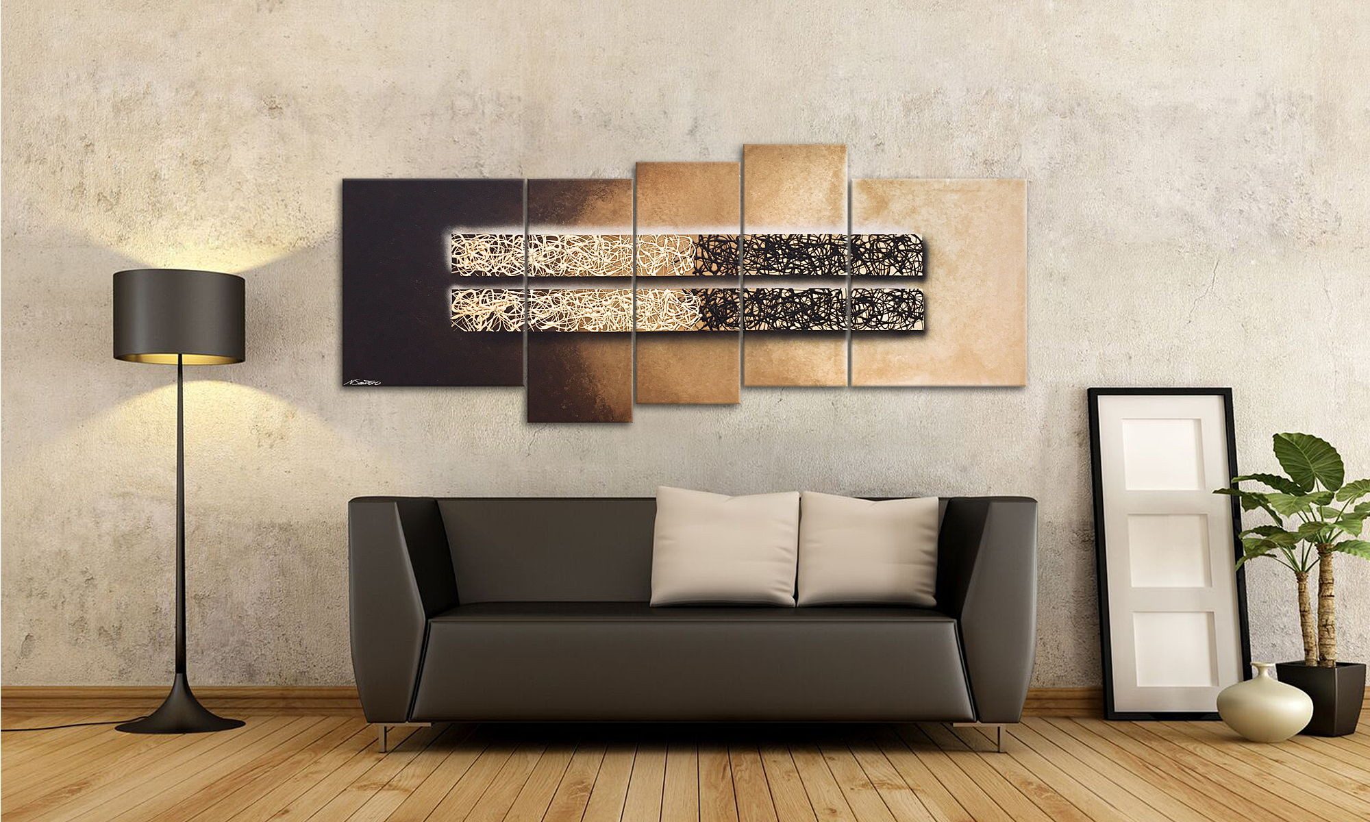 WandbilderXXL Gemälde Enlightened Night 190 x 80 cm, Abstraktes Gemälde, handgemaltes Unikat