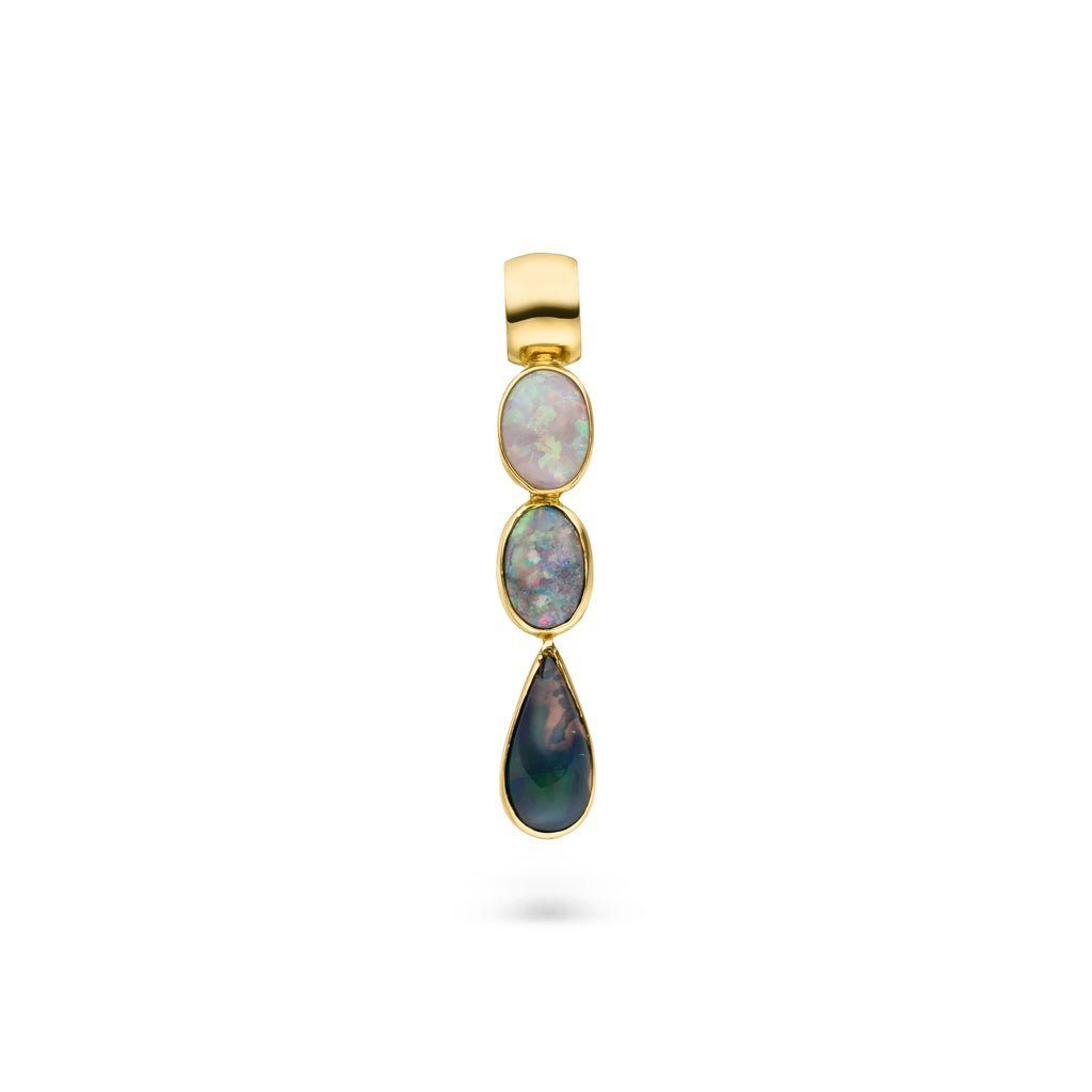 SKIELKA DESIGNSCHMUCK Kettenanhänger Opal Anhänger "Trio" 2,05 ct. (Gelbgold 585), hochwertige Goldschmiedearbeit aus Deutschland