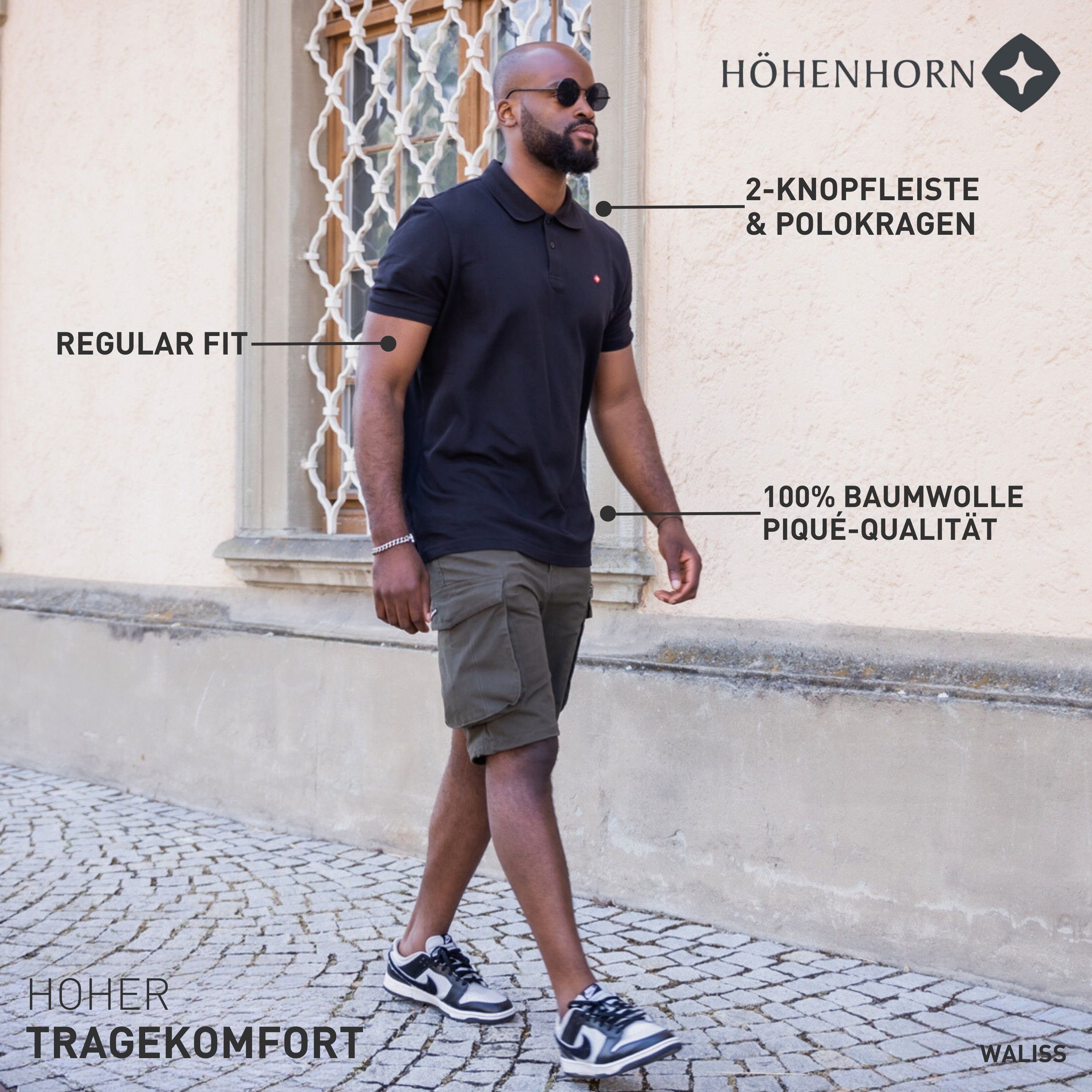 Höhenhorn Poloshirt Waliss Herren Shirt Polohemd für Männer Regular Fit aus Baumwolle Hautfreundlich, Atmungsaktiv, Pflegeleicht