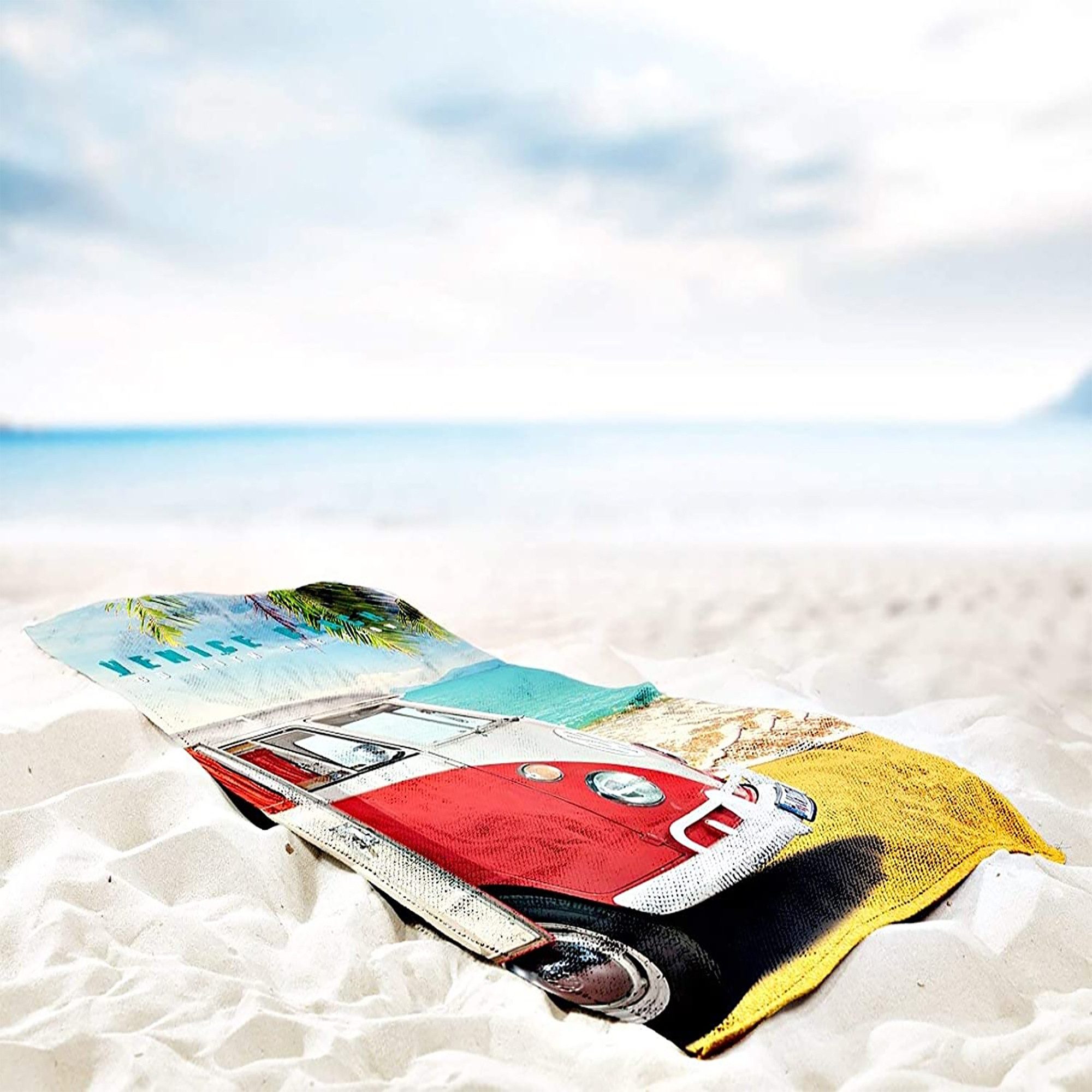 BERONAGE Strandtücher VW Volkswagen Bulli T1 Venice Beach 067 Badetuch 75x150 cm, 100% Baumwolle (1-St), Frottee in Velours-Qualität