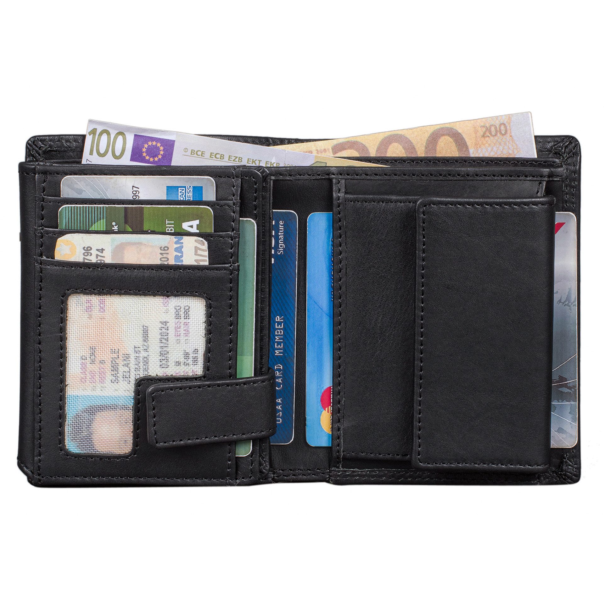 Benthill Geldbörse Herren Echt Leder Portemonnaie RFID Männer Geldbeutel Groß, RFID-Schutz Kartenfächer Münzfach