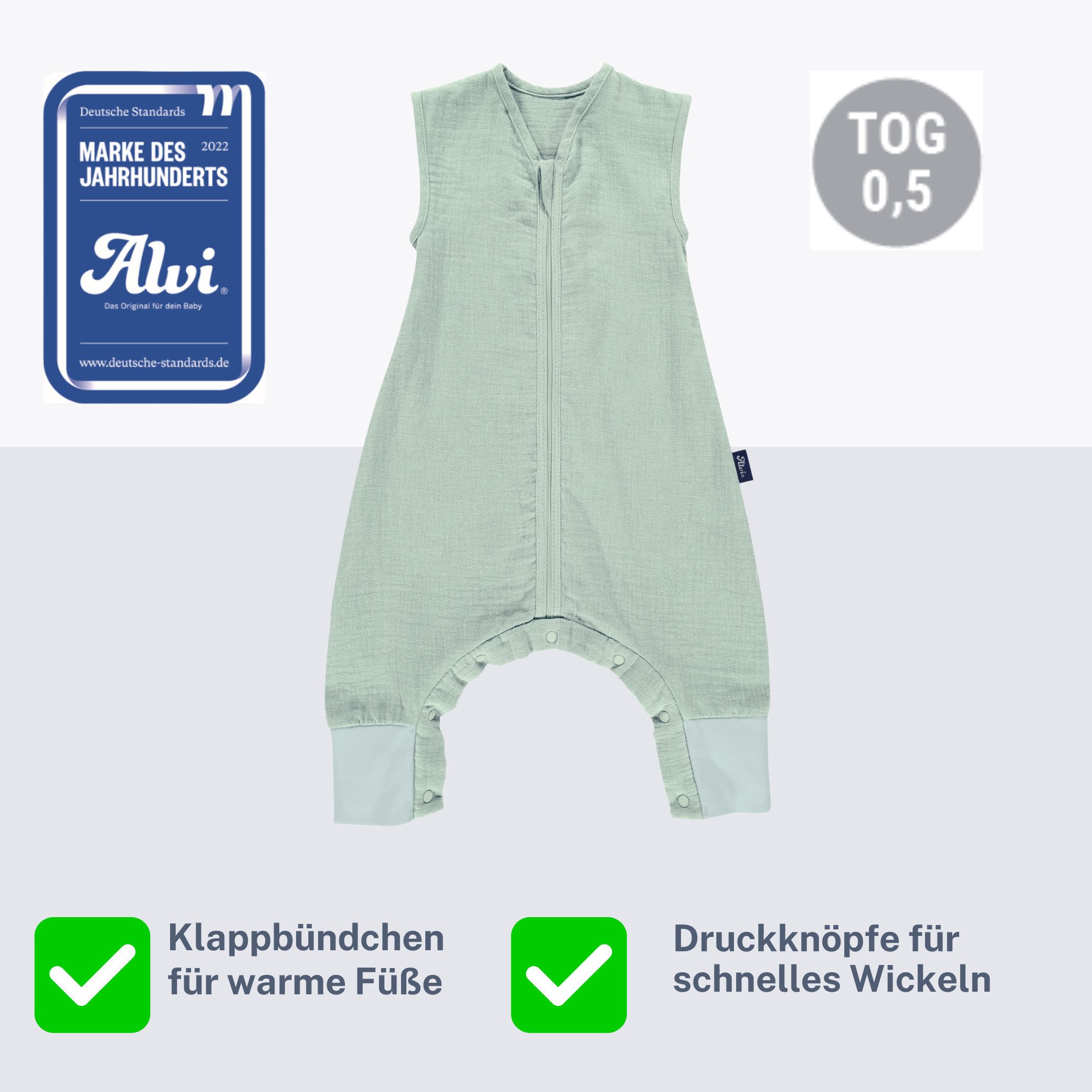 Alvi® Babyschlafsack Sleep-Overall Mull-Schlafsack light Exklusiv günstig online kaufen