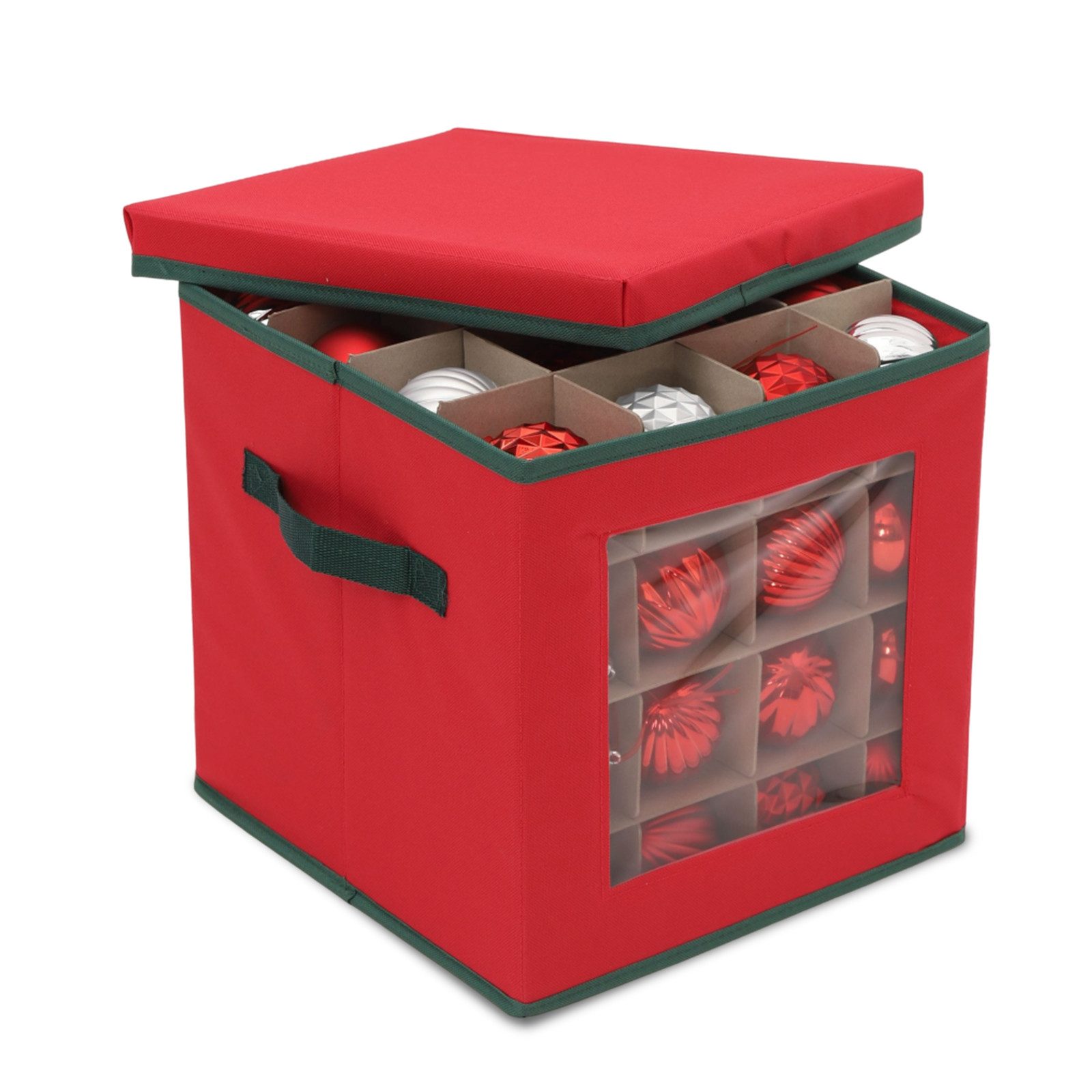 Salcar Aufbewahrungsbox für 64 Weihnachtskugeln Aufbewahrungstasche Weihnachtsdeko Faltboxen, 30,5 x 30,5 x 30,5 cm mit 64 Fächern und flexiblen Trennwänden