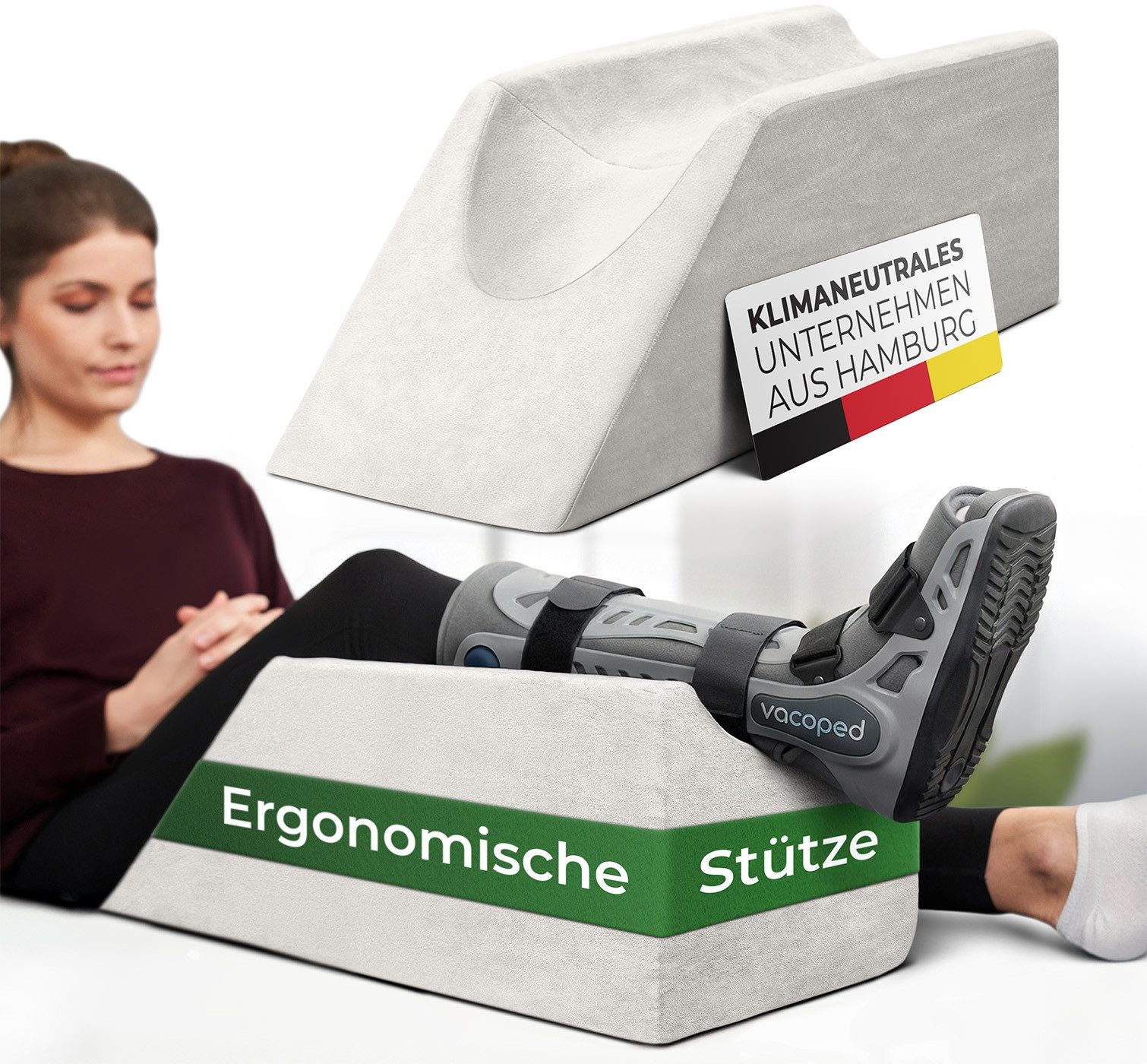 Well B4 Venenkissen zum Beine hochlagern - Beinhochlagerungskissen Beinauflage Keilkissen, Stützkissen für Beine & Knie ideal als Lymphkissen und Venenkeil