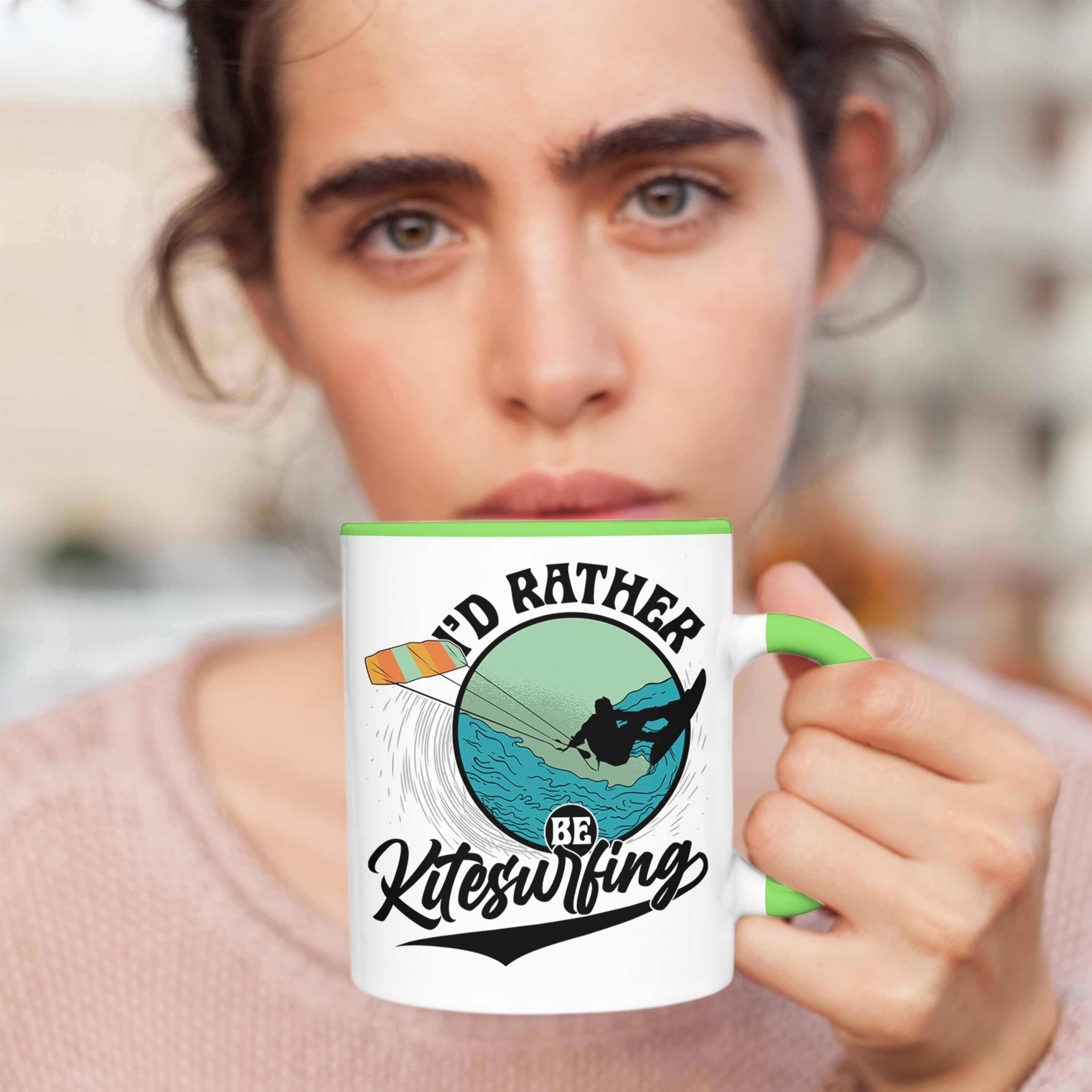 Tasse Rather Kitesurfing Geschenk Kitesurfer Trendation Be K für Tasse I'd Grün Geschenkidee